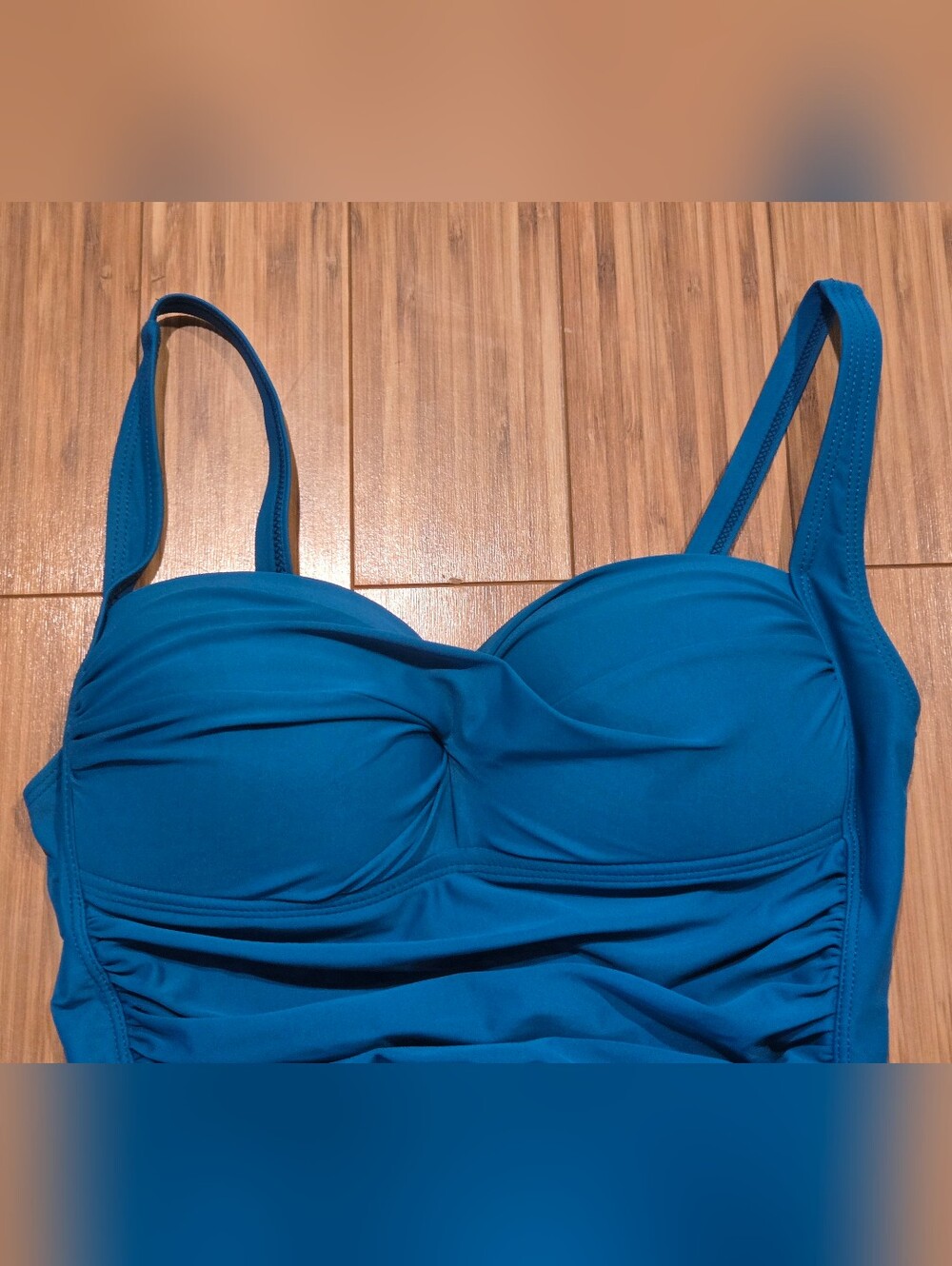 Nicole Miller Blue Ruched One-Piece Swimsuit - Picture 2 of 7